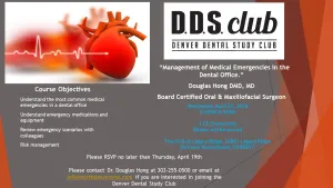 Invitation to a Denver Dental Study Club event from April, 2018