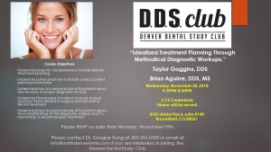 Invitation to a Denver Dental Study Club Event from November, 2018
