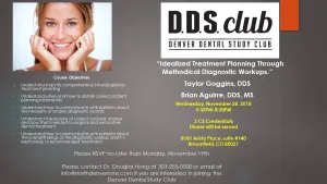 Invitation to a Denver Dental Study Club Event from November, 2018