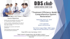 Denver Dental Study Club meeting invite for March 27, 2019